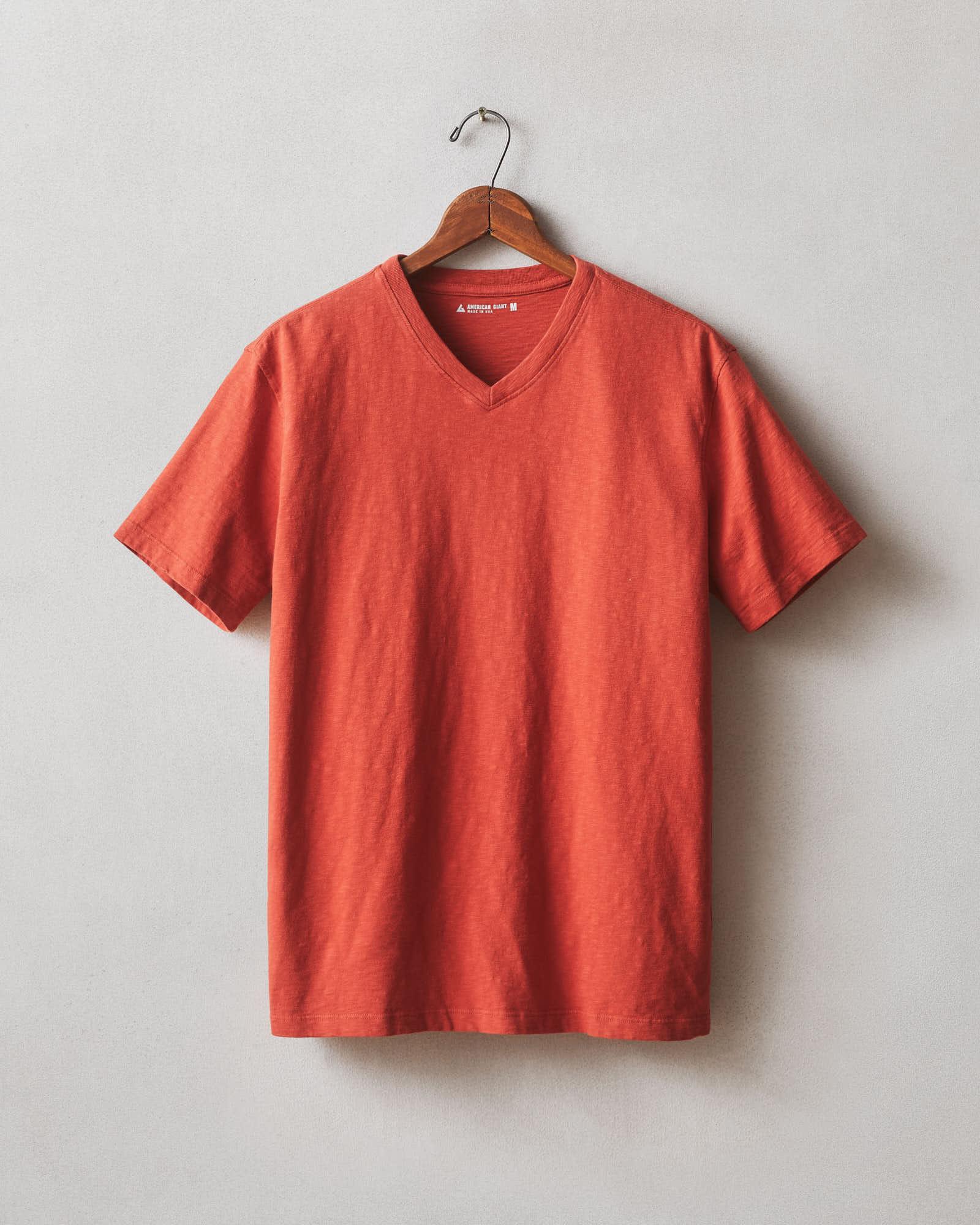 Men's Premium Slub V-Neck Tee - Tiger Lily Product Image