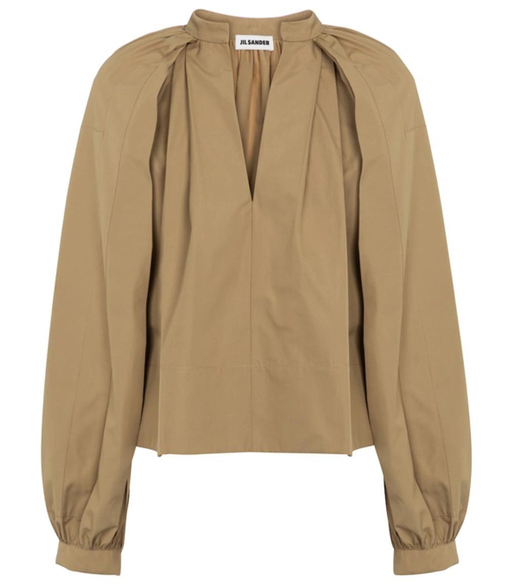 JIL SANDER Cotton Blouse In Brown Product Image