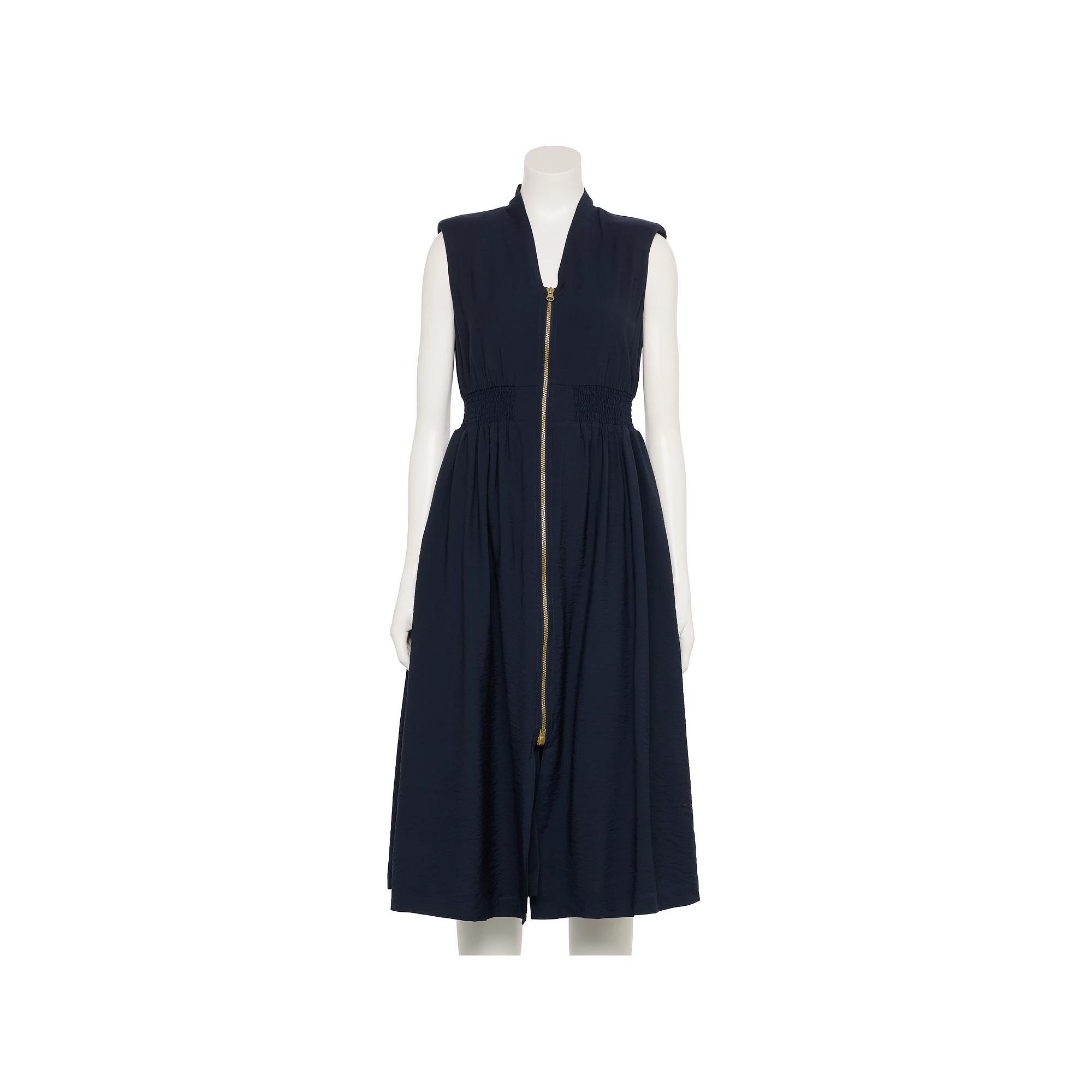 Women's Nine West Adaptive Zip Front Midi Dress, Size: Small, Captain Product Image
