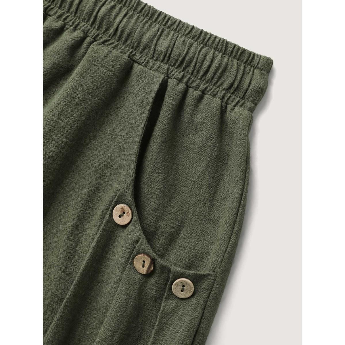 Plus Size Cotton Drawstring Waist Straight-Leg Shorts Women ArmyGreen Resort Drawstring Straight Leg Vacation Shorts BloomChic 14-16/1X Product Image
