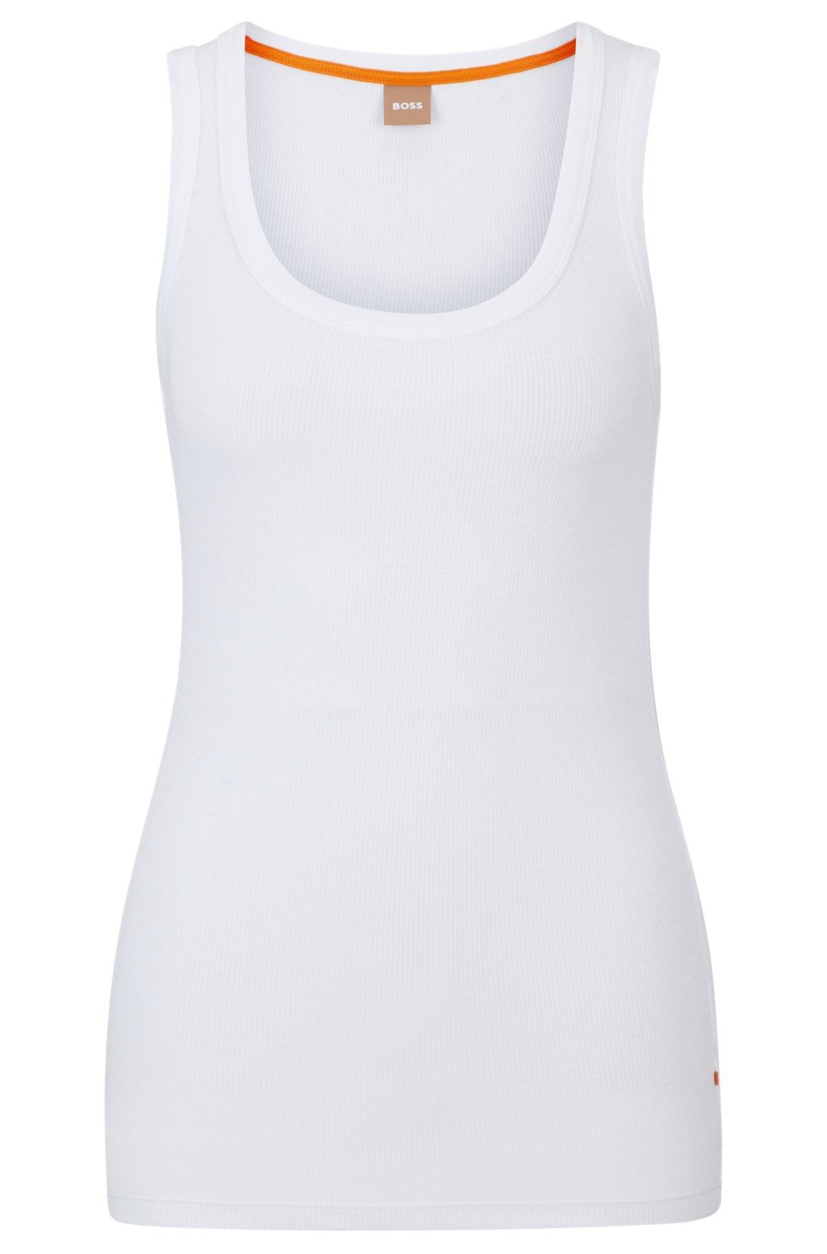 Scoop-neck top with logo embroidery  Product Image