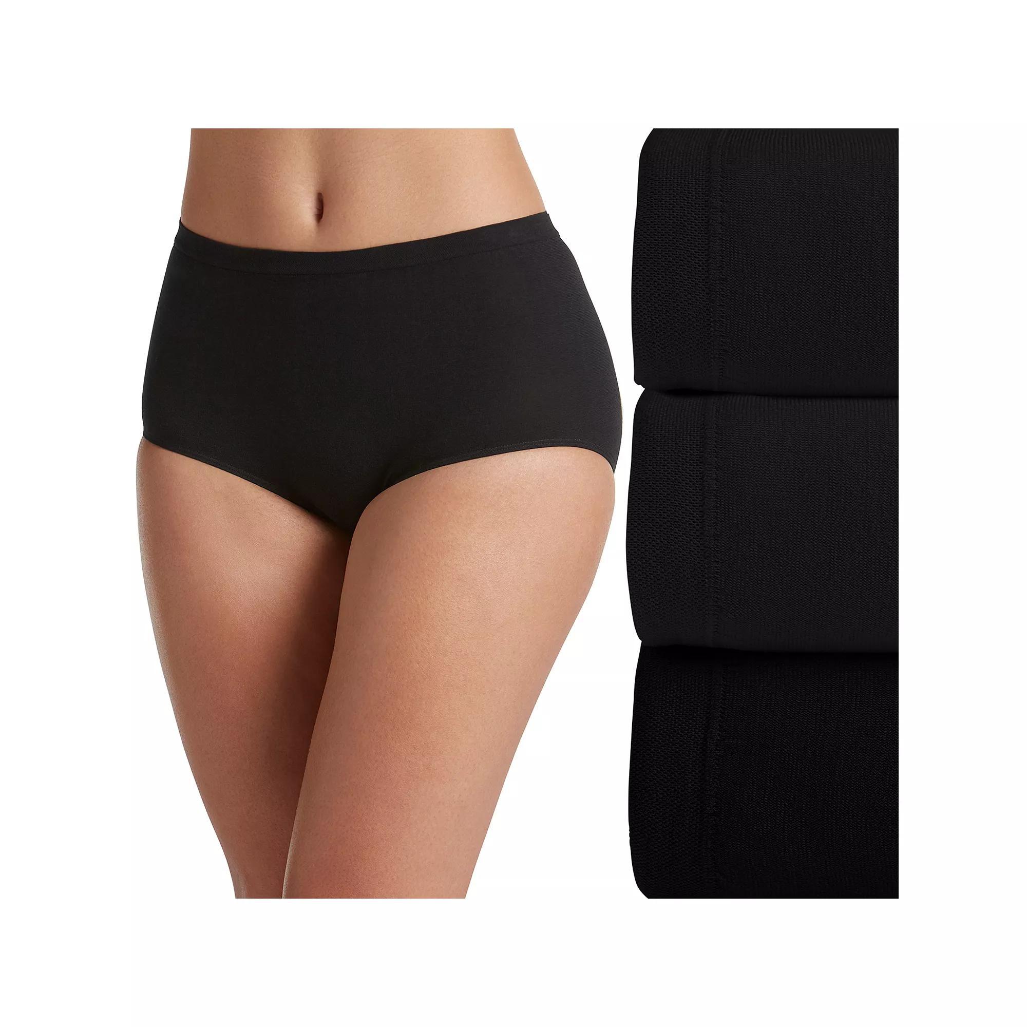 Women's Jockey® Comfies 3-pk. Brief Panty Set 3348, Size: 5, All Black Asst Product Image
