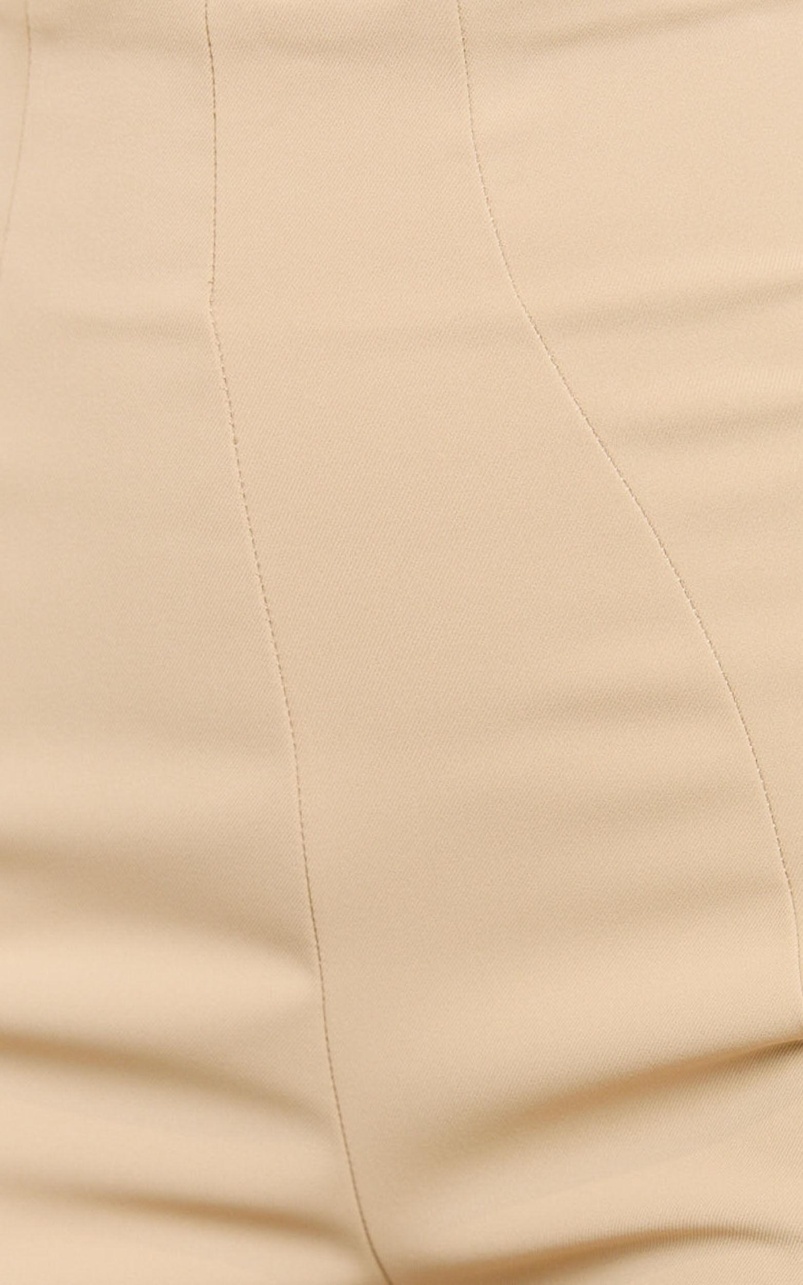 Seville Pants - High Waisted Slim Fit Bootleg Tailored Pants in Beige Product Image