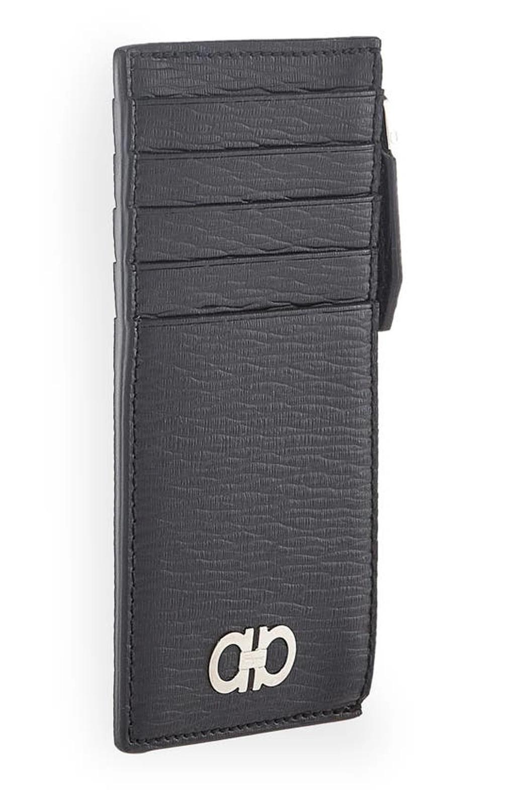 FERRAGAMO Revival Double Gancio Bicolor Zip Card Case In Nero Red Product Image