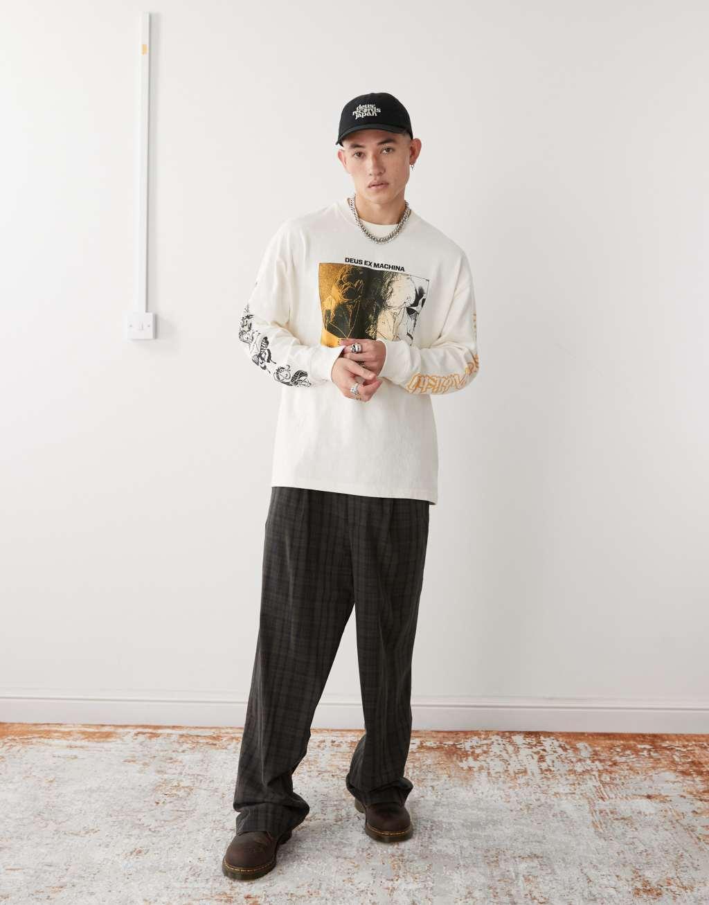 Deus Ex Machina divine spark long sleeve T-shirt in white Product Image