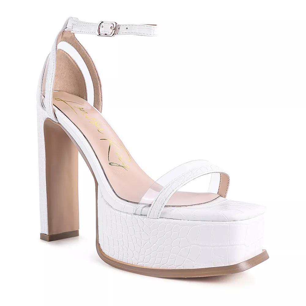 London Rag Cutlass Women's High Heeled Chunky Sandals, Size: 10, White Product Image