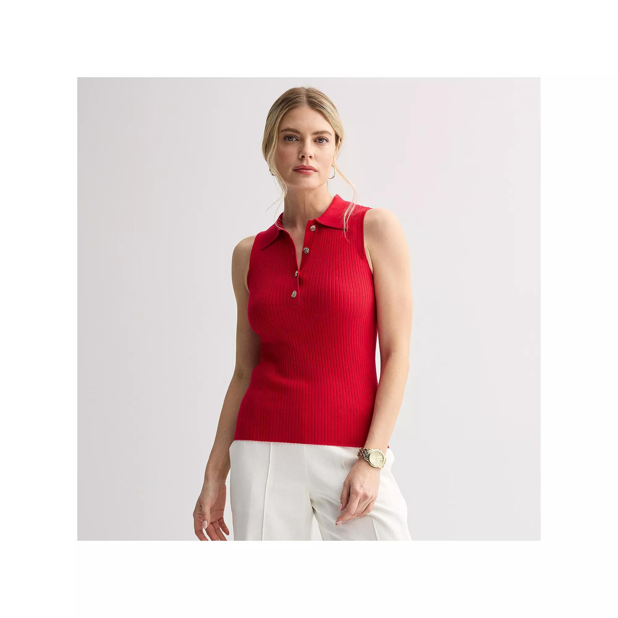 Women's Nine West Johnny Collar Sweater Tank, Size: XS, Heartless Product Image