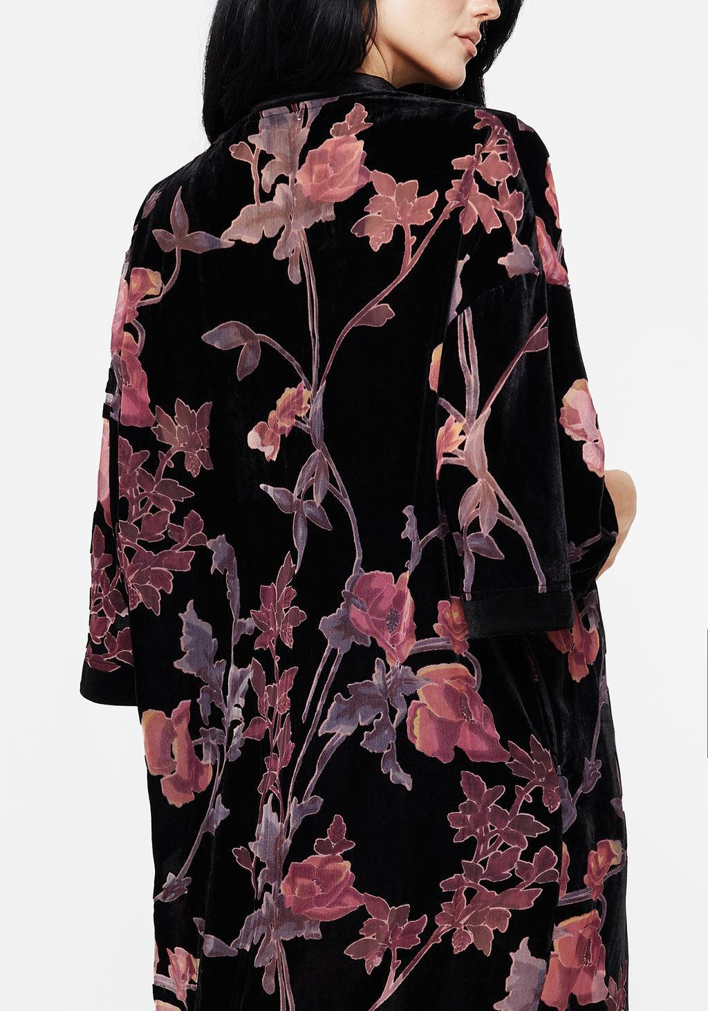 Virosa Floral Embroidered Velour Gown Product Image
