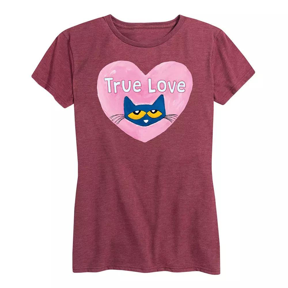 Womens Pete The Cat True Love Graphic Tee Heather Grey Gray Product Image