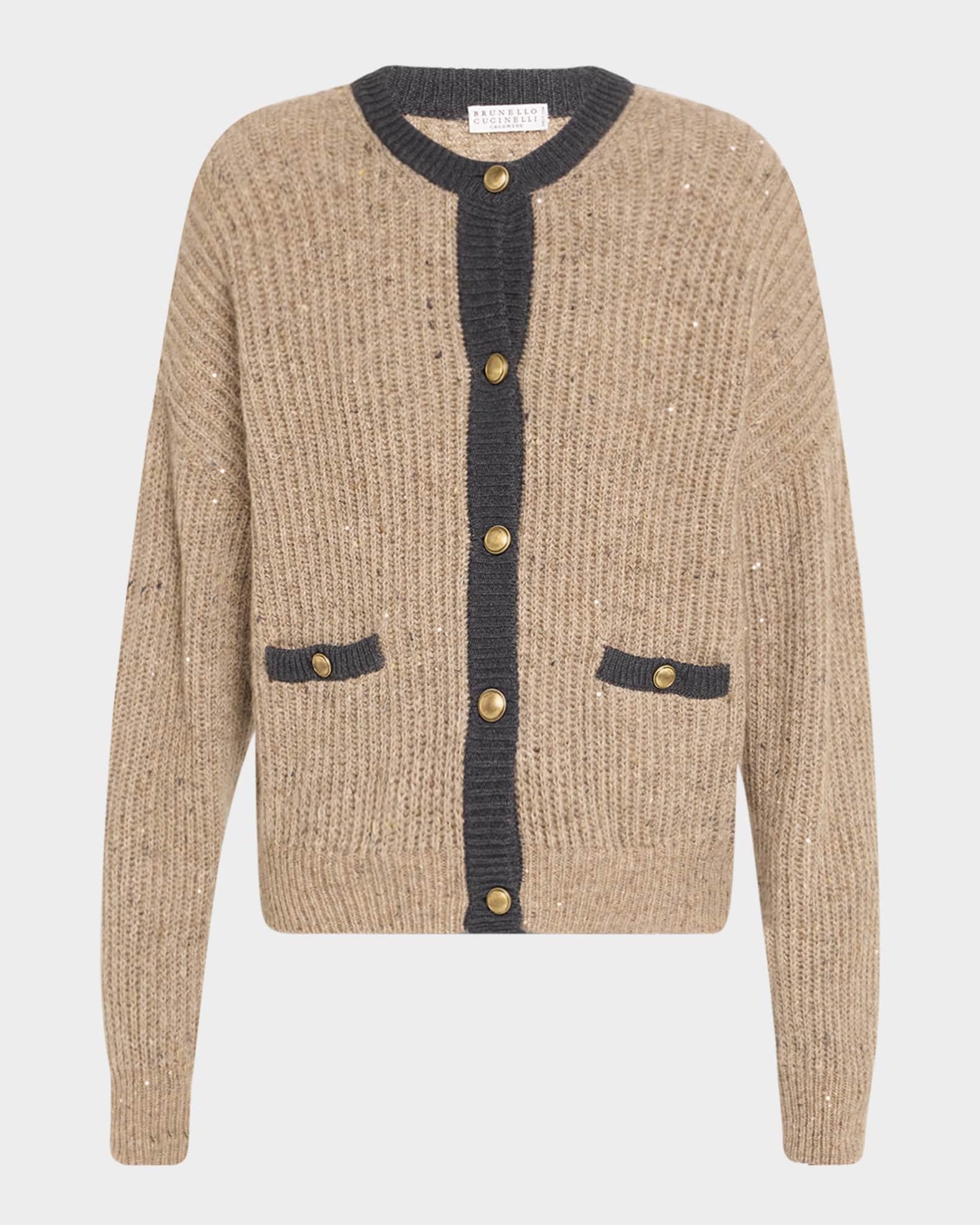Wool-Mohair Pailette Bicolor Cardigan Product Image