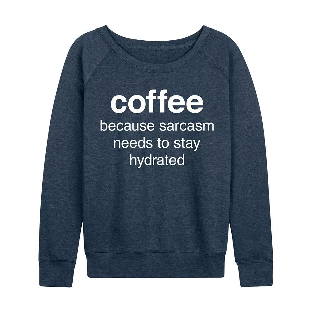 Womens Coffee Sarcasm French Terry Long Sleeve Tee, Girls Grey Green Product Image