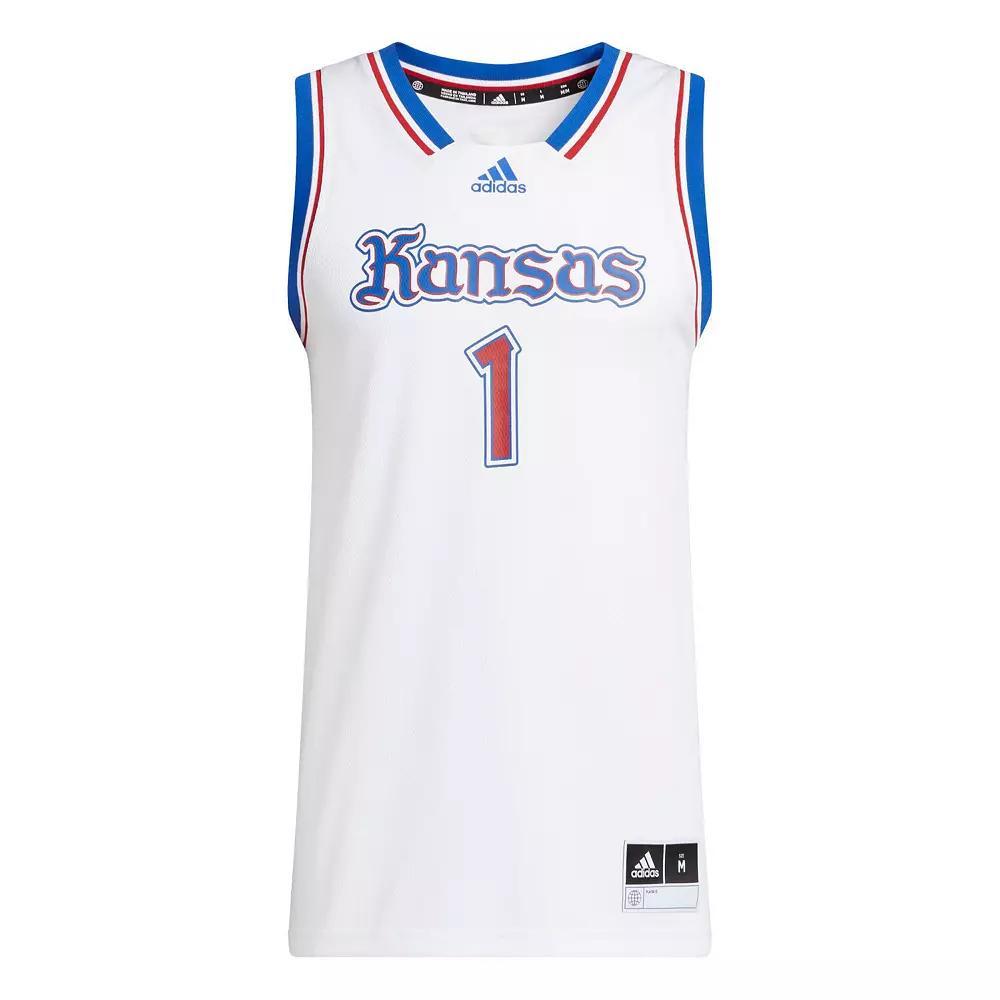 Men's adidas # Kansas Jayhawks Kansas Jayhawks Swingman Basketball Jersey, Size: Medium, White Product Image