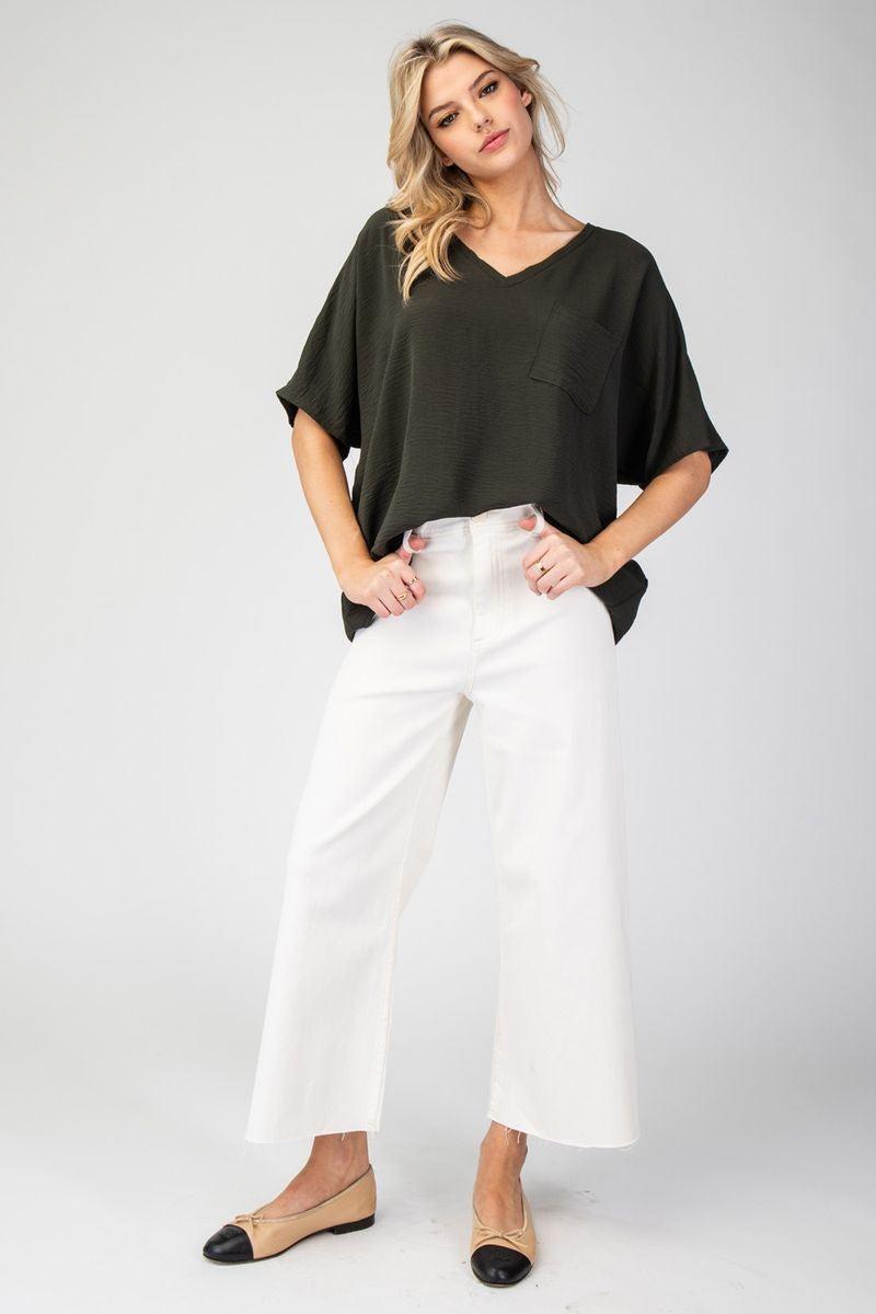 SOLID V NECK POCKET TEE Product Image