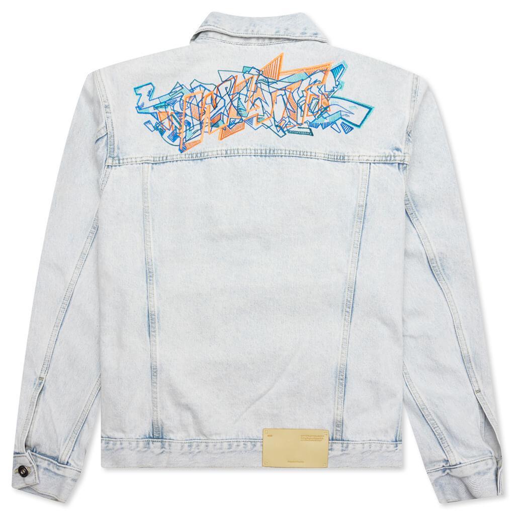 Graffiti EMB Denim Skate Jacket - Extreme Blue Male Product Image