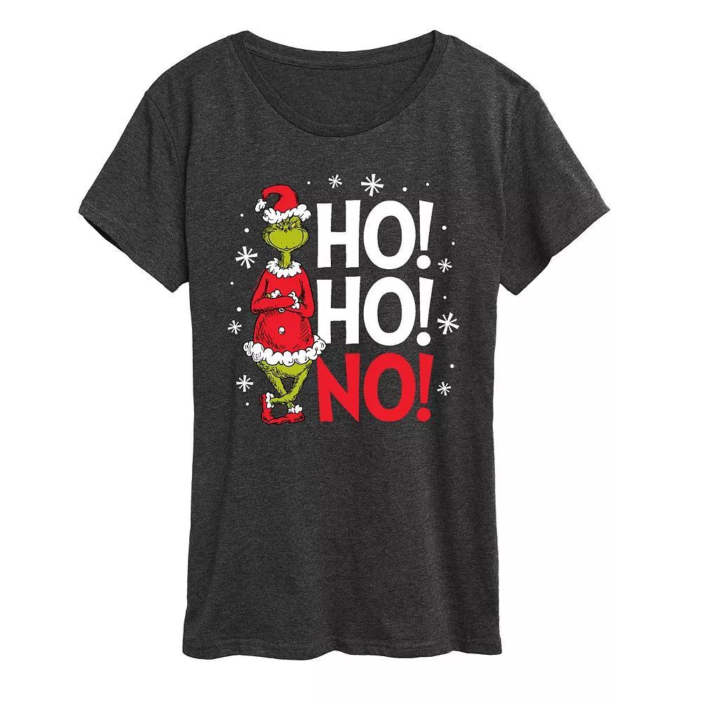 Women's Dr. Seuss Grinch Ho Ho No Graphic Tee, Size: Medium, Heather Grey Product Image
