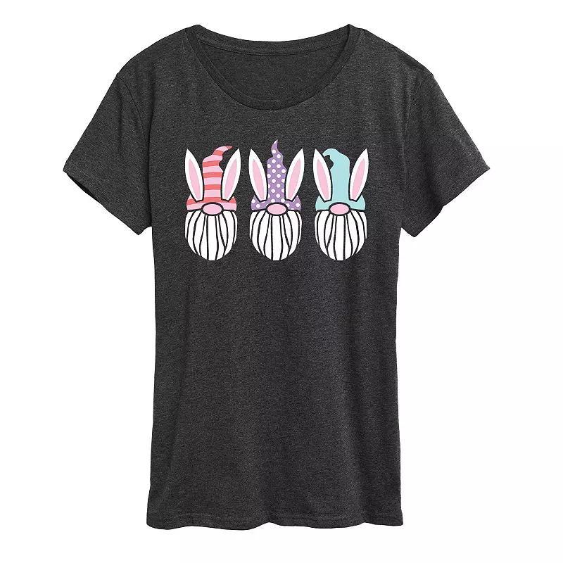 Womens Easter Gnome Faces Graphic Tee Heather Grey Product Image