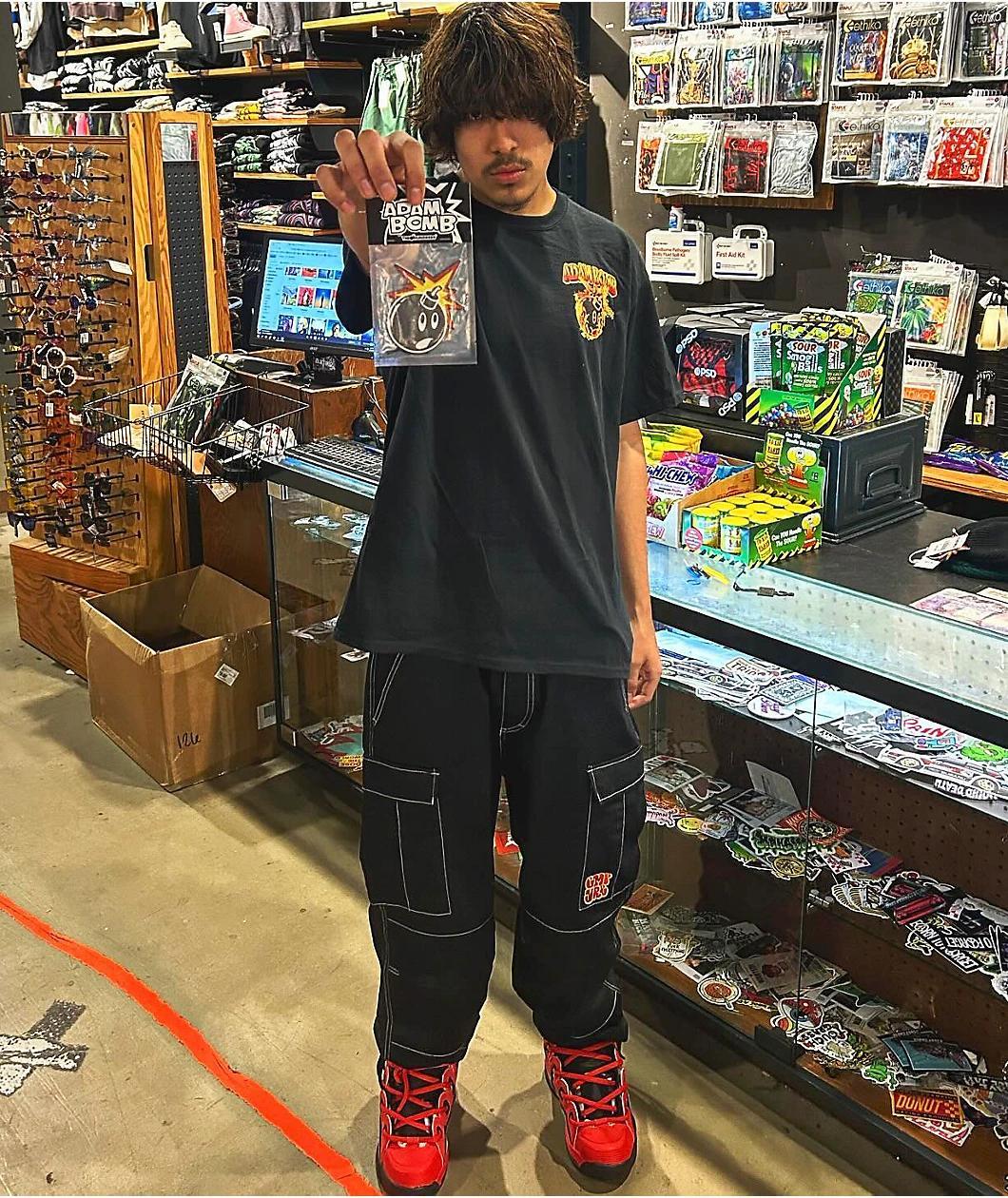 Empyre Loose Fit Embroidered Black Cargo Skate Pants Product Image
