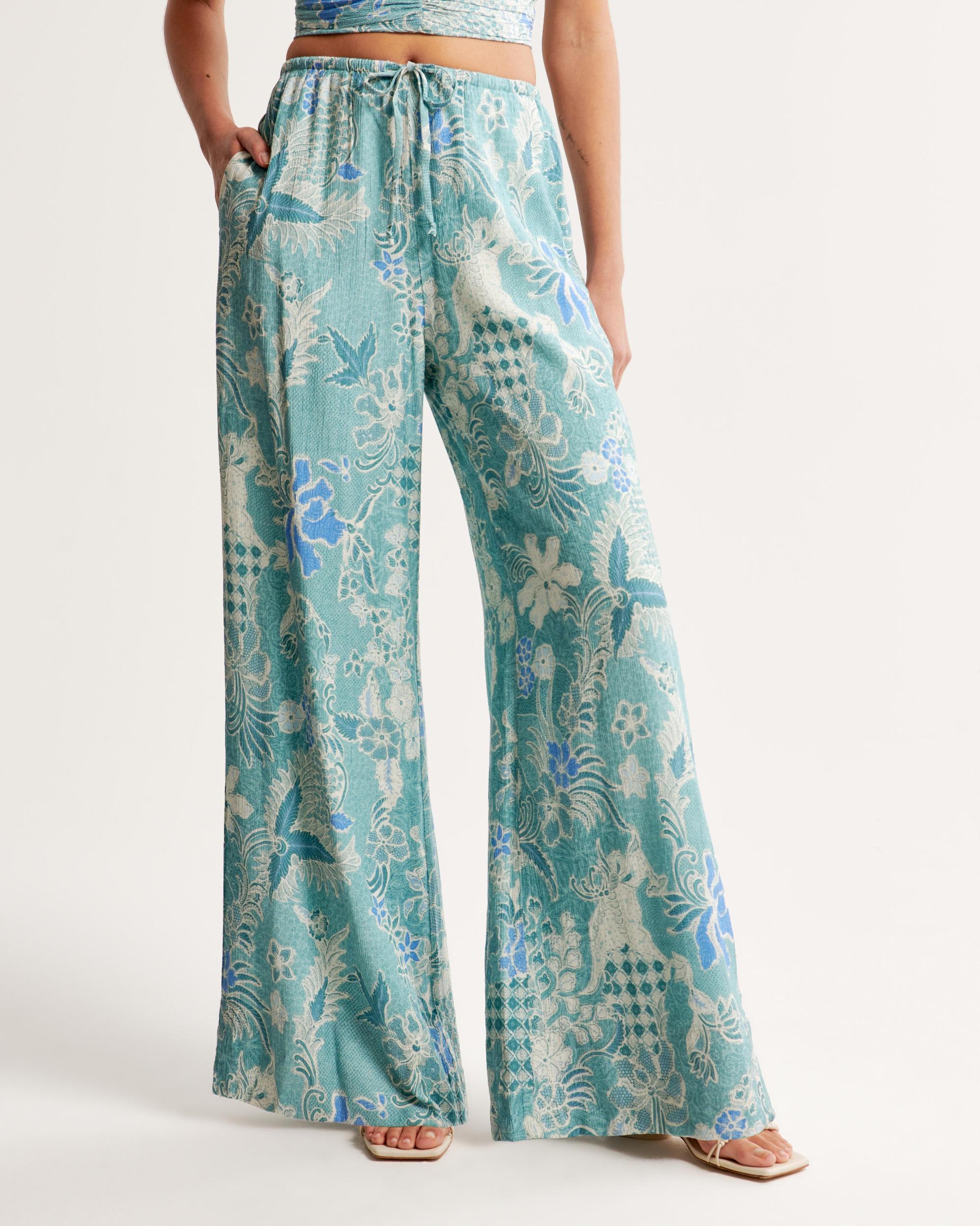 Crinkle Textured Pull-On Palazzo Pant Product Image