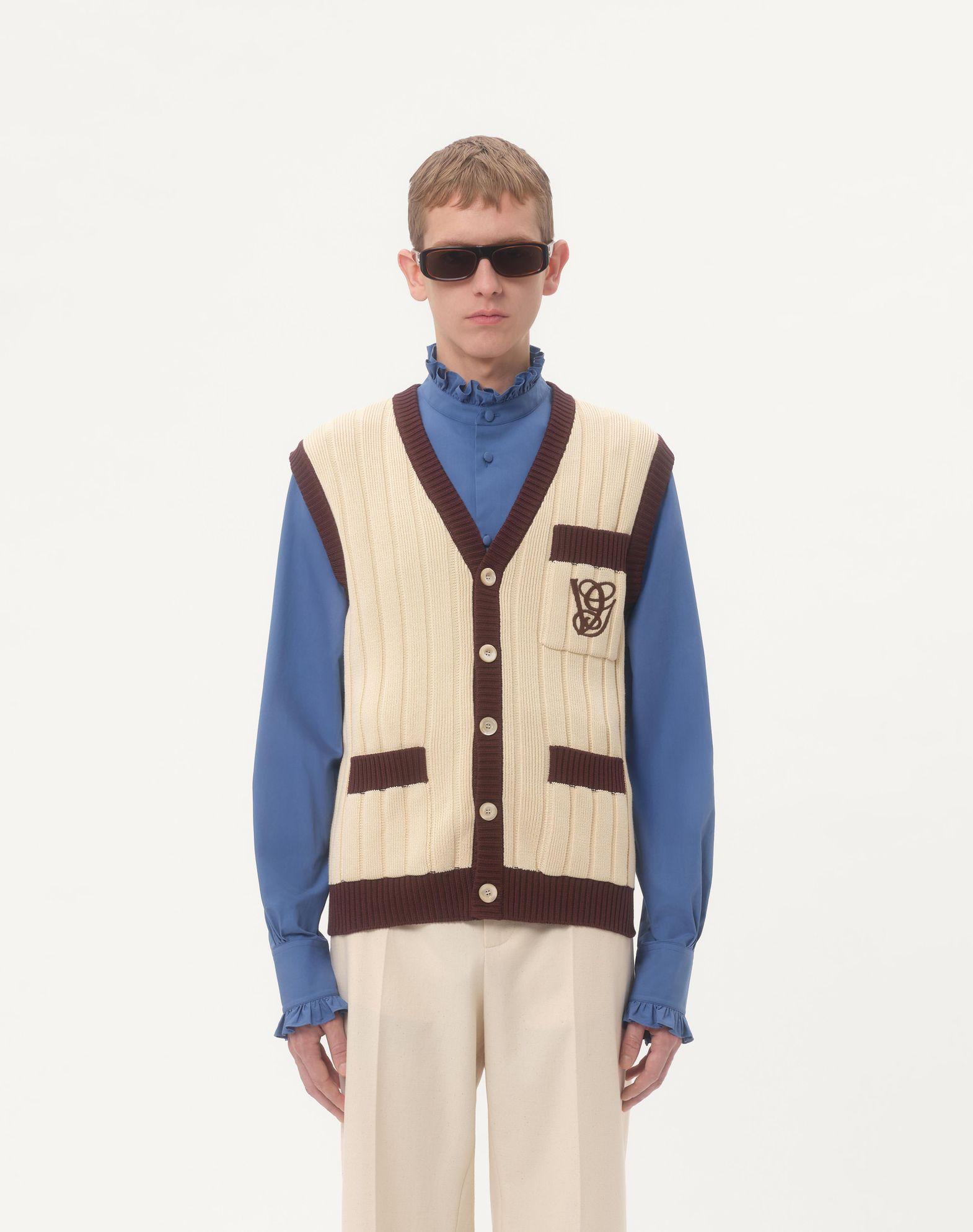 Ribbed Cotton Vest With Vg Embroidery Product Image