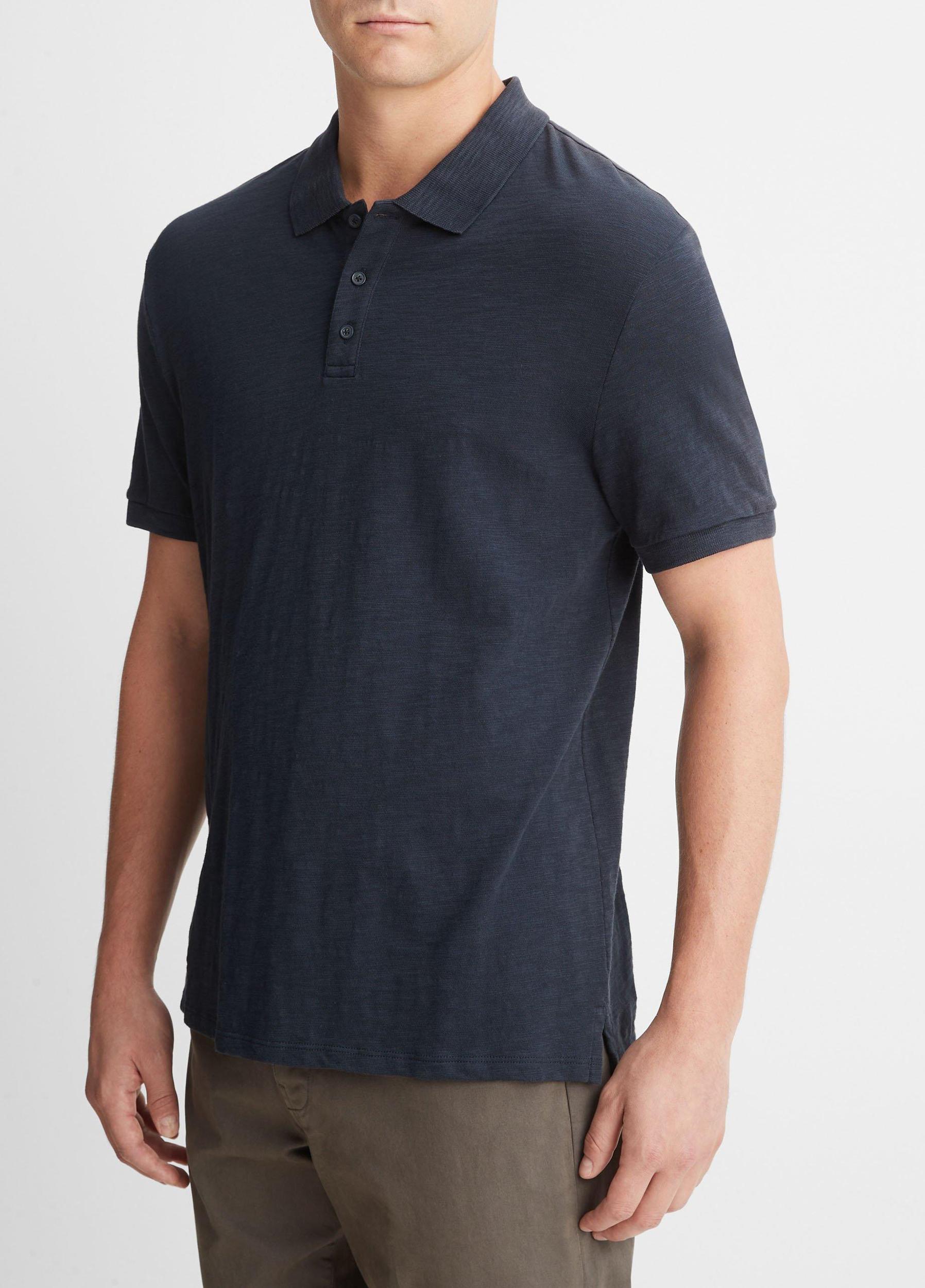 Mens Classic Slub Polo Shirt, Black, Size L Vince Product Image