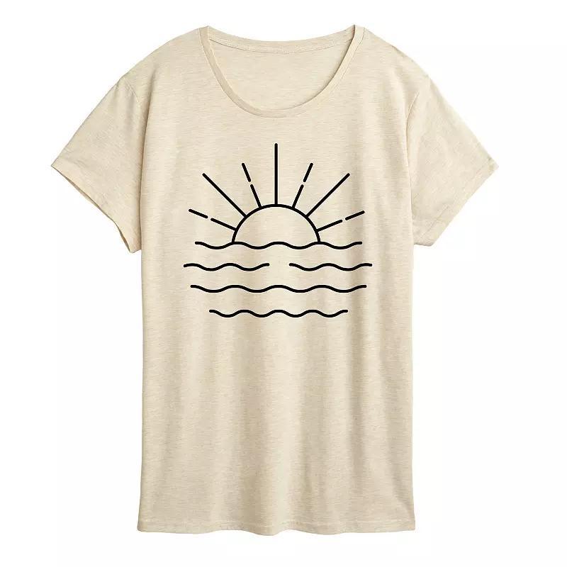 Womens Ocean Sunset Linework Graphic Tee Grey Royal Blue Product Image
