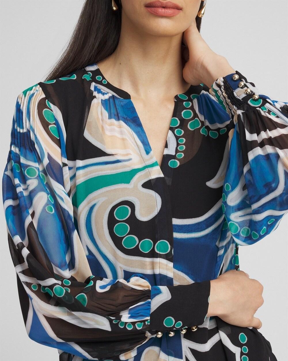 Pintuck Detail Swirl Print Top Product Image