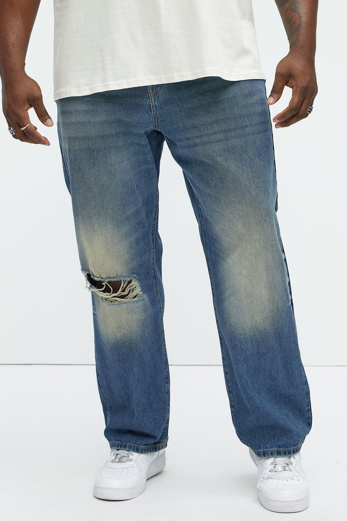 Rocky Distressed Straight Jeans - Vintage Blue Wash Product Image