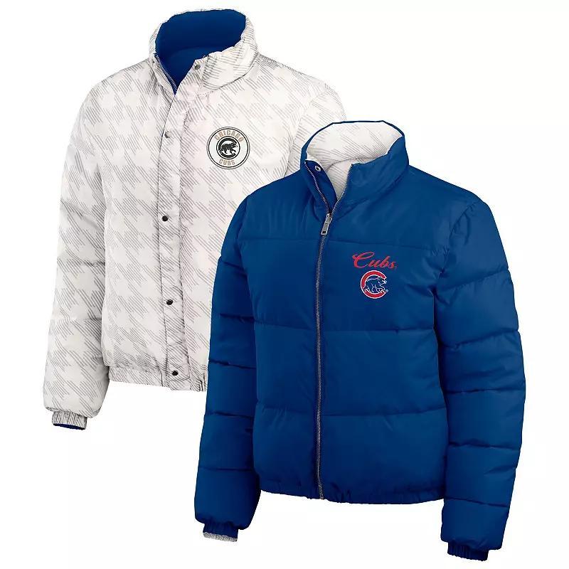 Women's WEAR by Erin Andrews  Black/White New Orleans Saints Reversible Cropped Full-Zip Puffer Jacket, Size: Small Product Image