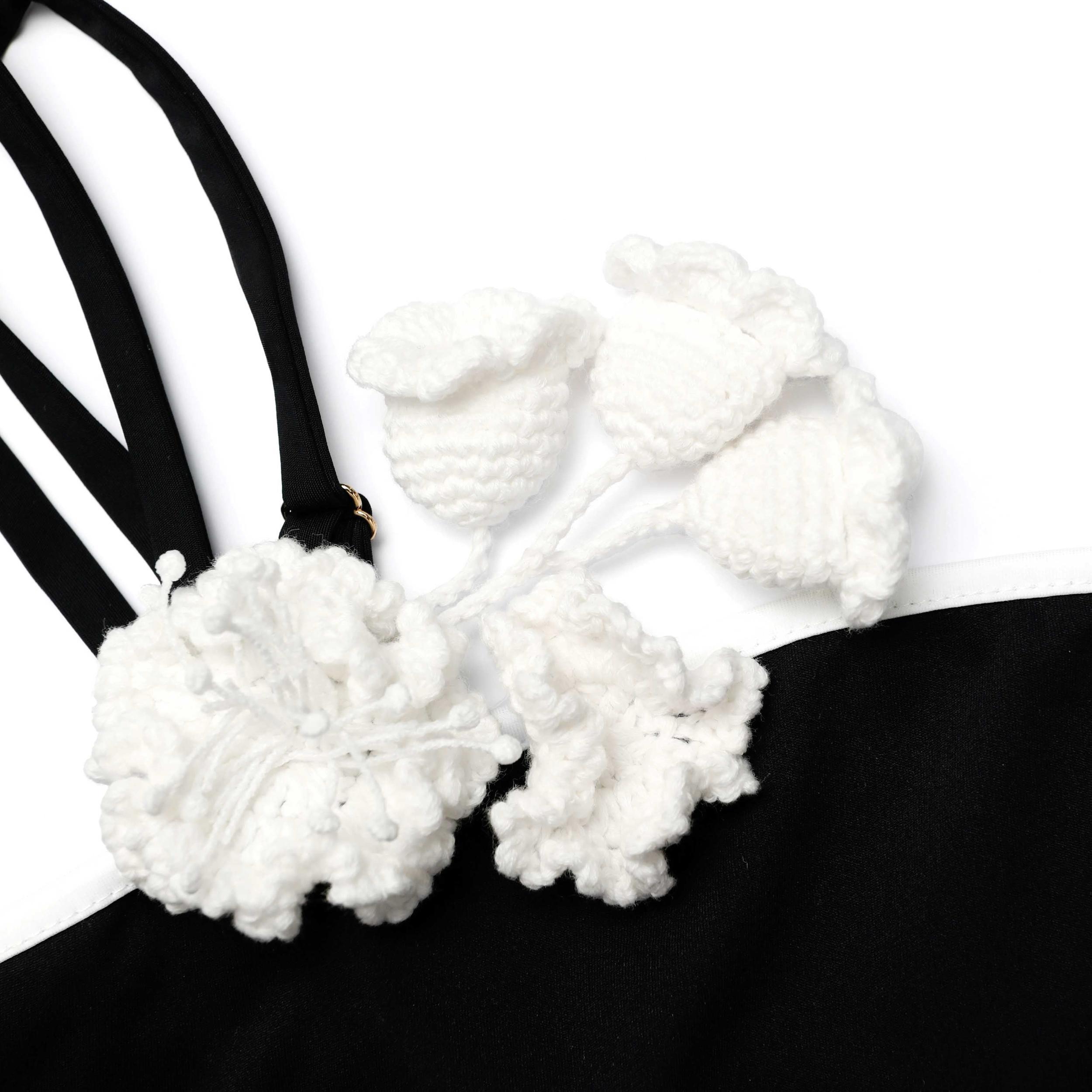 Black Crochet Flower Bikini Bottoms Product Image