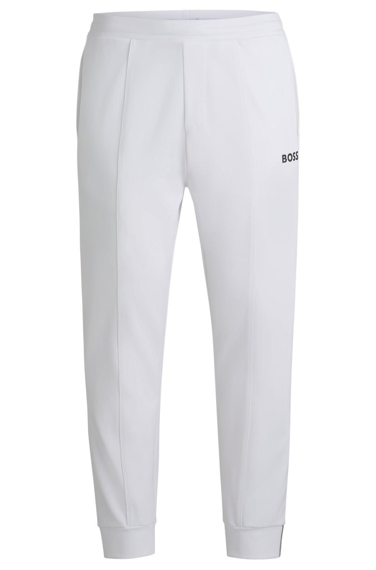 Regular-fit trousers in stretch gabardine with logo detail Product Image