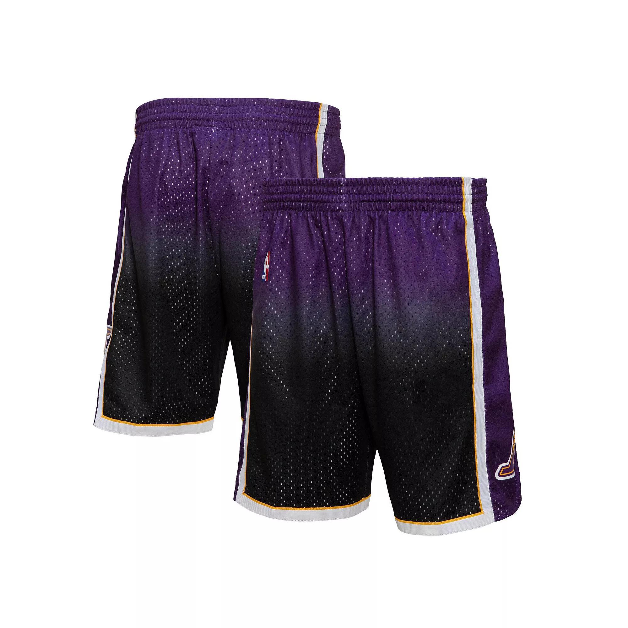 Men's Mitchell & Ness Purple/Black Los Angeles Lakers 2009/10 Hardwood Classics Fadeaway Reload 3.0 Swingman Shorts, Size: XL Product Image