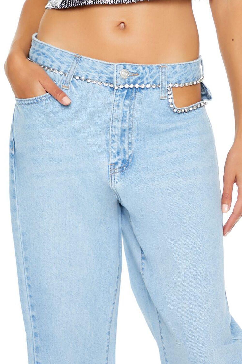 Faux Gem-Trim High-Rise Jeans | Forever 21 Product Image
