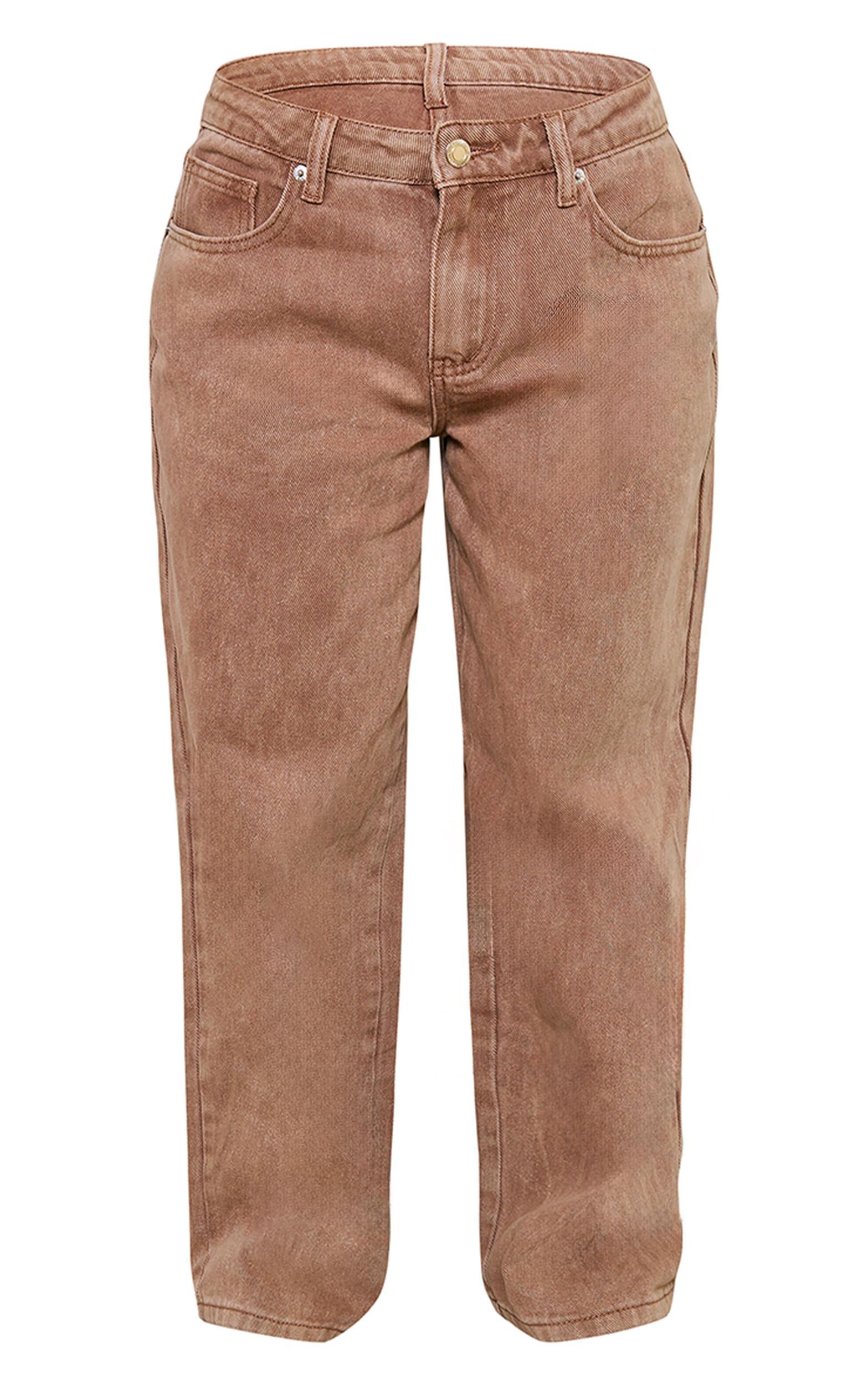 Petite Taupe Washed Low Rise Boyfriend Jeans Product Image