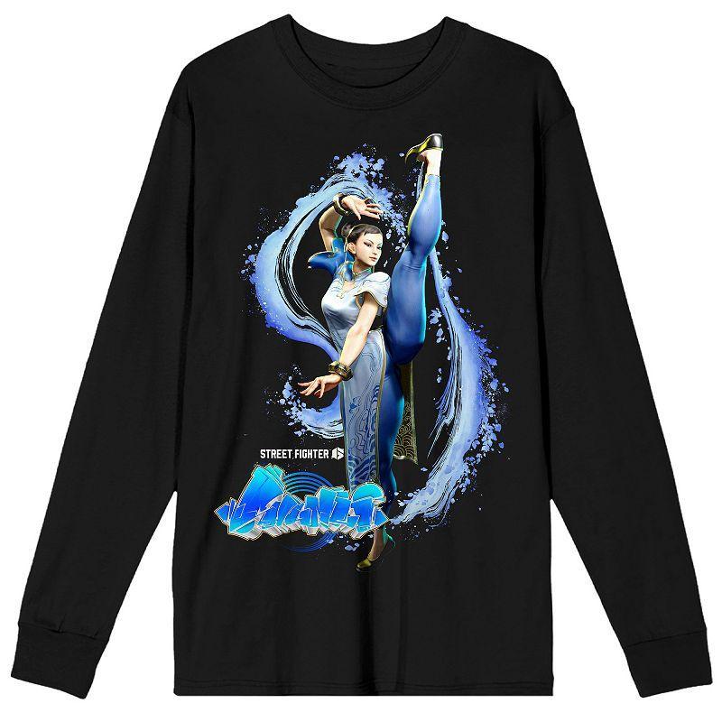 Men's Street Fighter VI Chun Li Long Sleeve Graphic Tee, Size: Small, Black Product Image