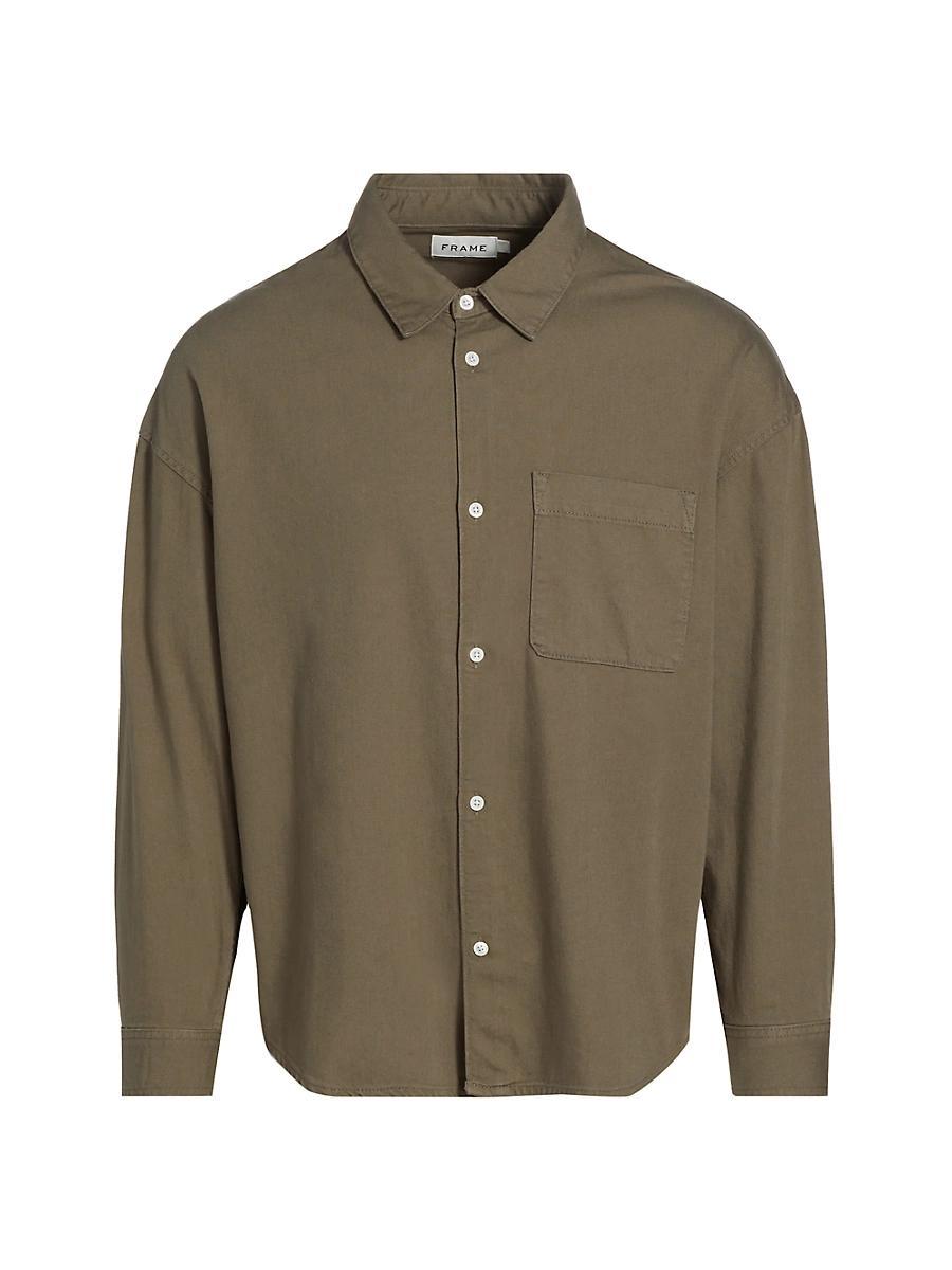 Mens Relaxed Denim Button-Front Shirt Product Image