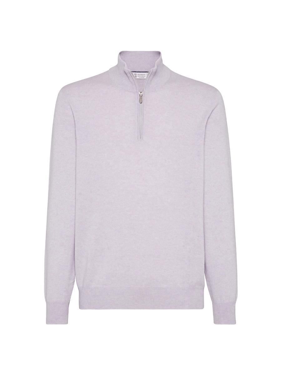 Mens Cashmere Turtleneck Sweater with Half Zip Product Image