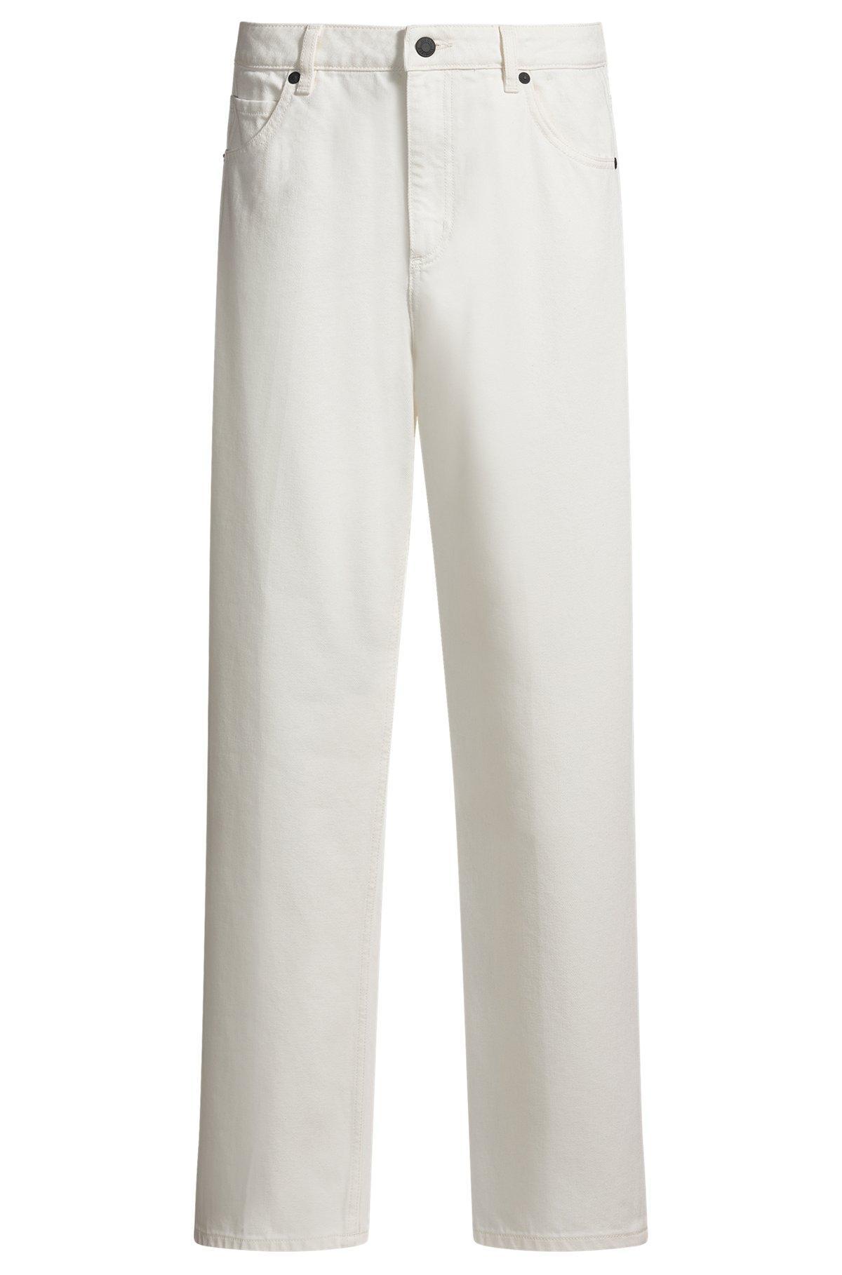 HUGO - Modern-fit jeans in white rigid denim - White Product Image