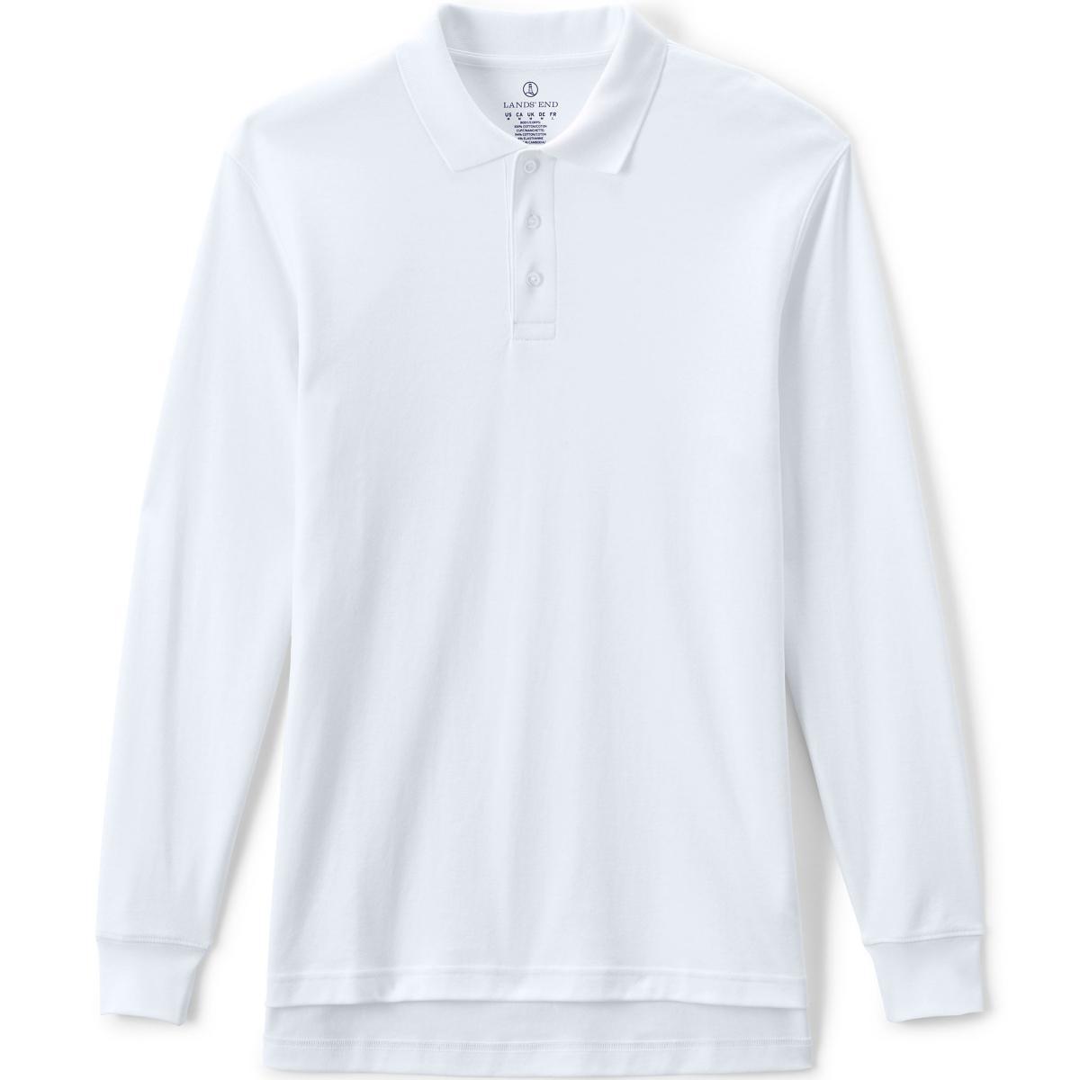 Big & Tall Lands End Long Sleeve Interlock Polo, Mens Product Image