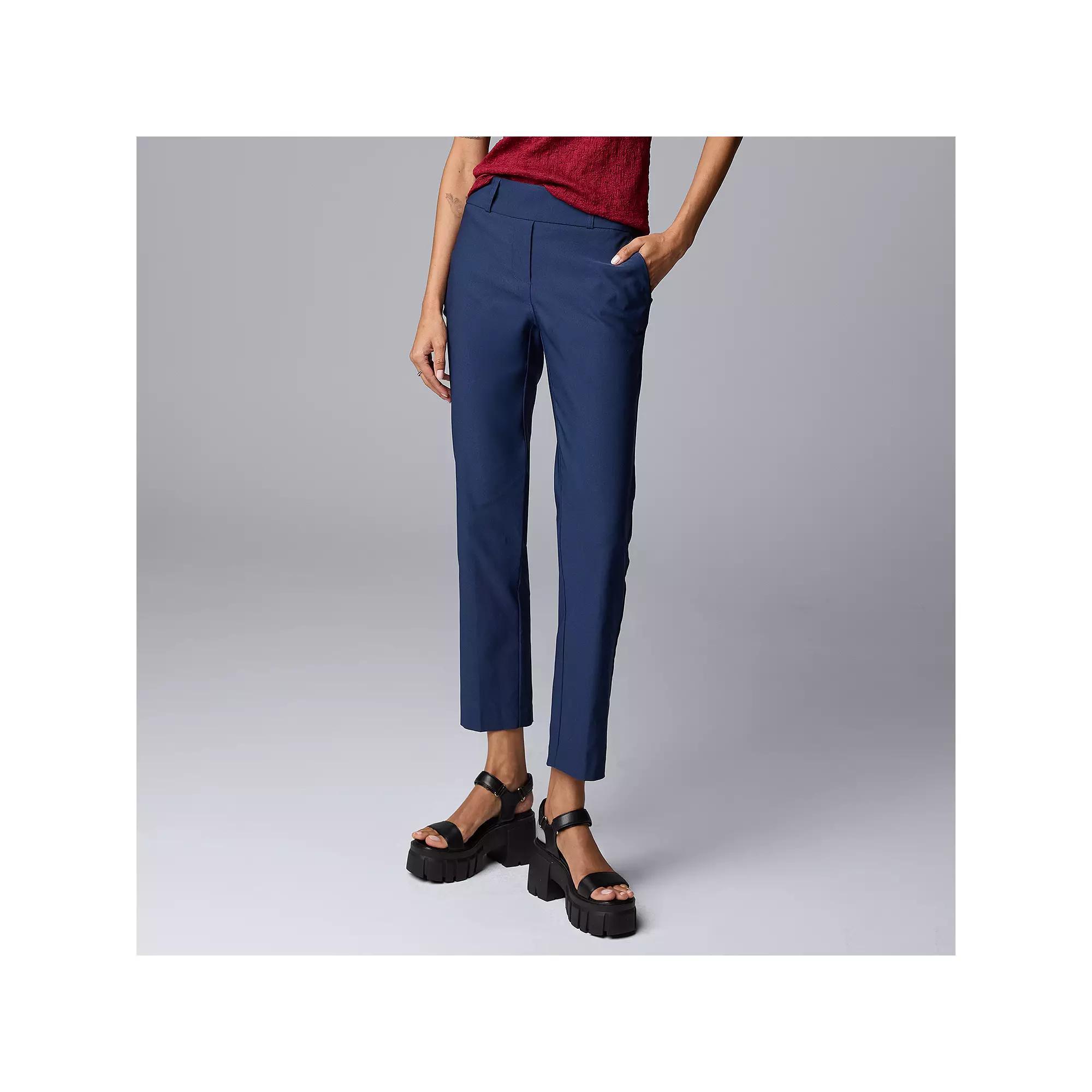 Women's Simply Vera Vera Wang Polished Twill Ankle Pants, Size: XL, Moonwalk Blue Product Image