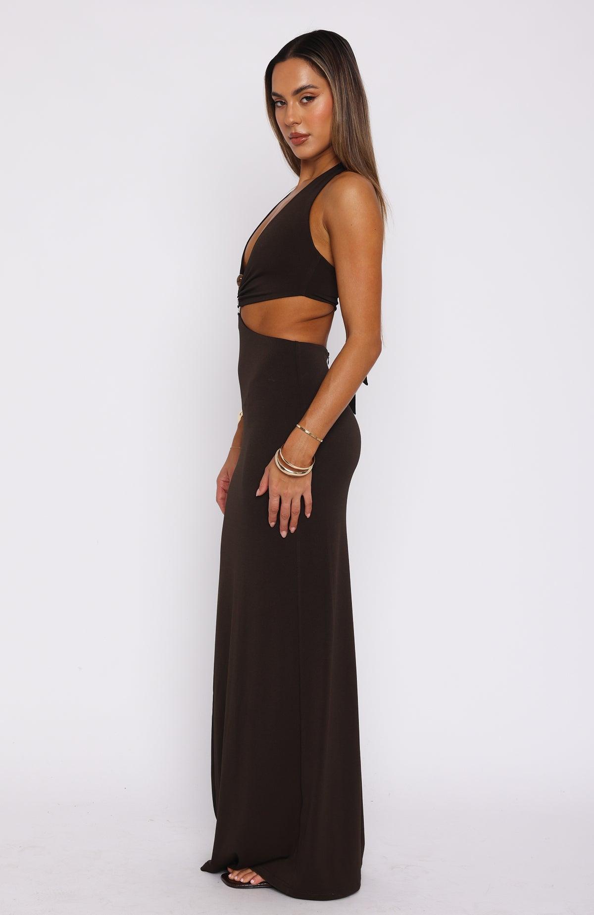Haven't Met You Maxi Dress Chocolate Product Image