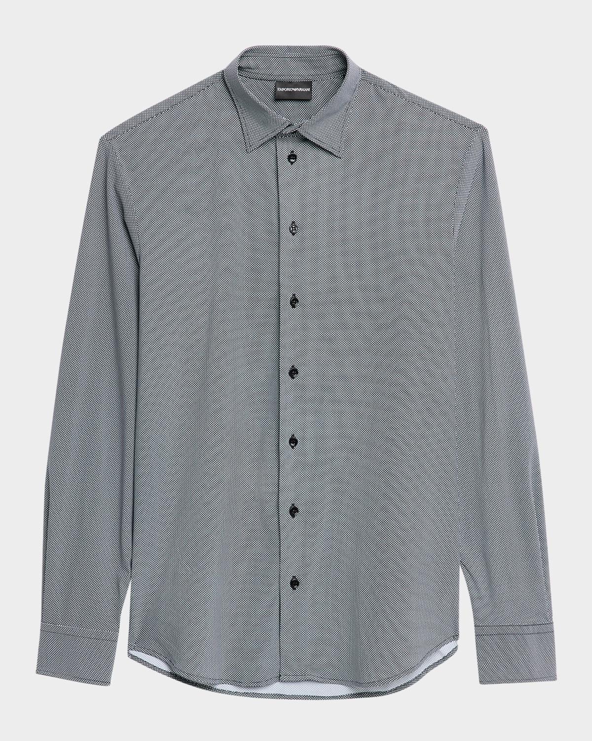 Mens Micro-Printed Jersey Button-Front Shirt Product Image