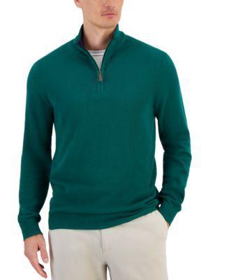 Club Room Mens Quarter-Zip Textured Cotton Sweater, Created for Macys Product Image