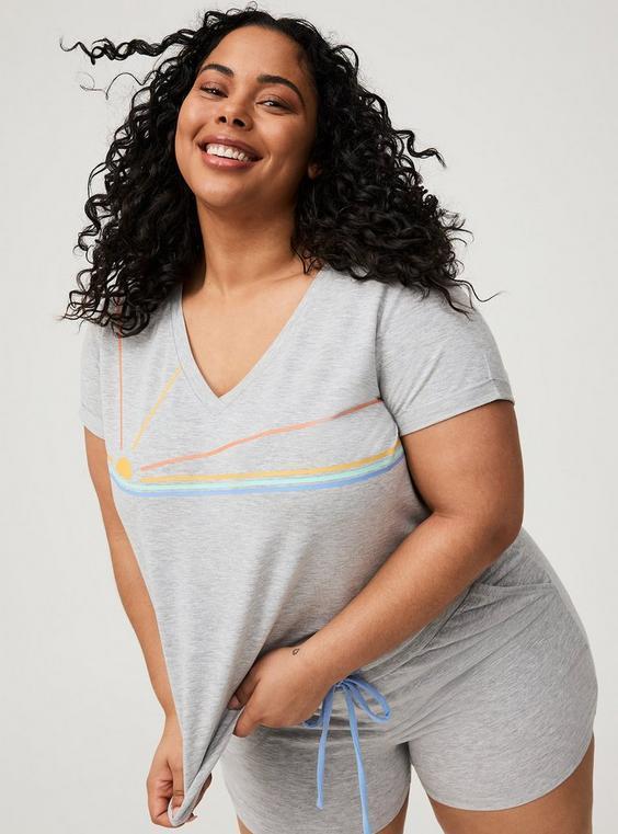 Lightweight French Terry V-Neck Lounge Tee Product Image
