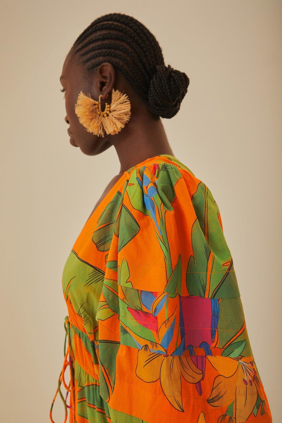 Orange Fresh Macaws Midi Dress Product Image