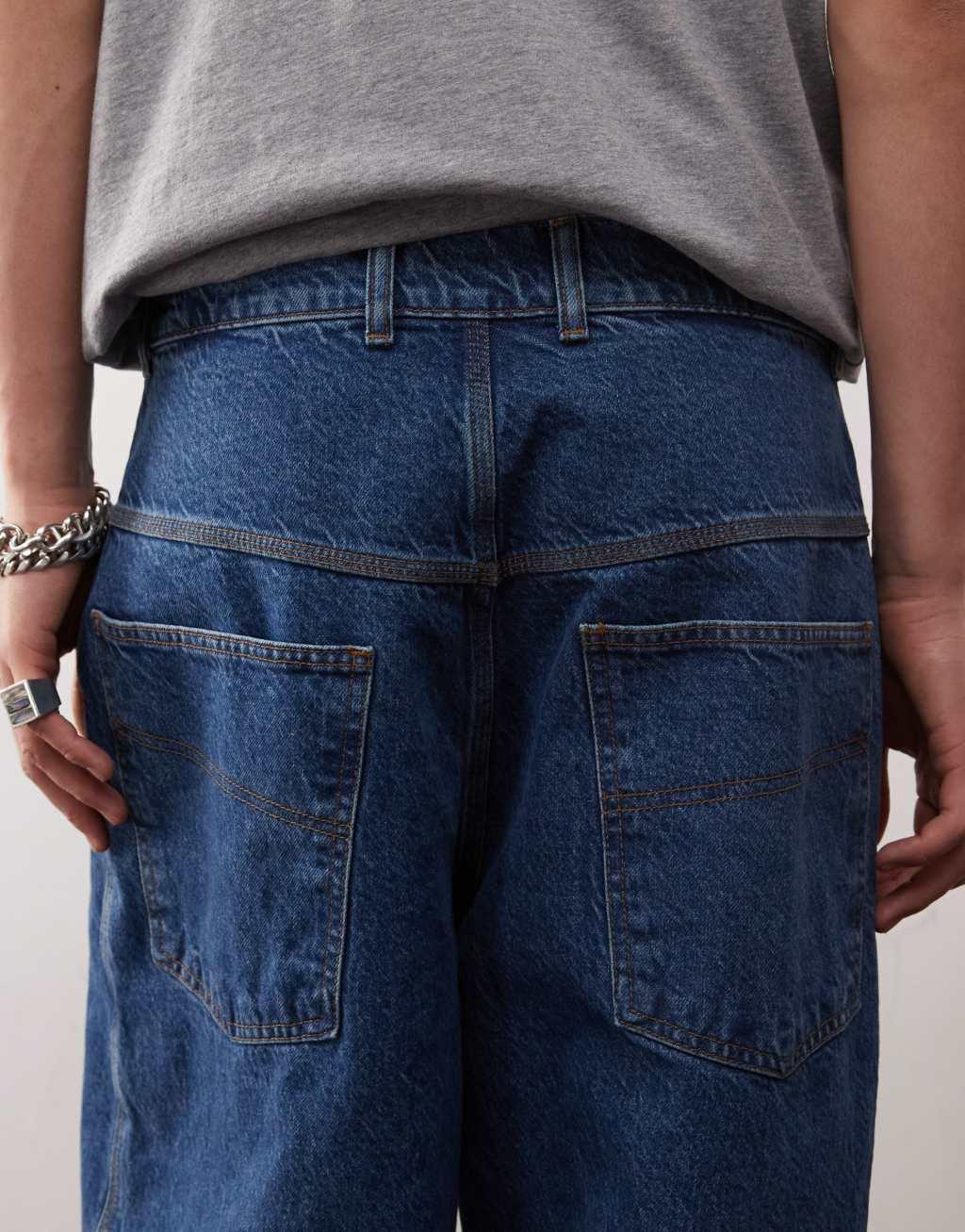 COLLUSION X002 baggy jeans in midwash Product Image