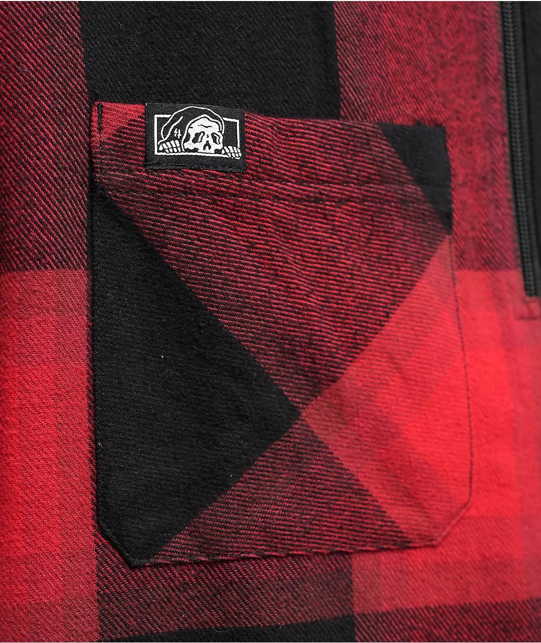 Lurking Class by Sketchy x Kyle Grand Sin Flannel Red & Black Quarter Zip Work Shirt Product Image