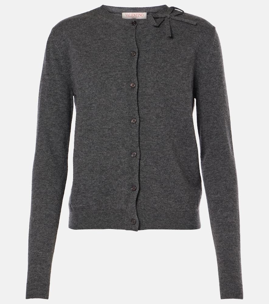 VALENTINO Bow-detail Cardigan In Dark Grey Product Image