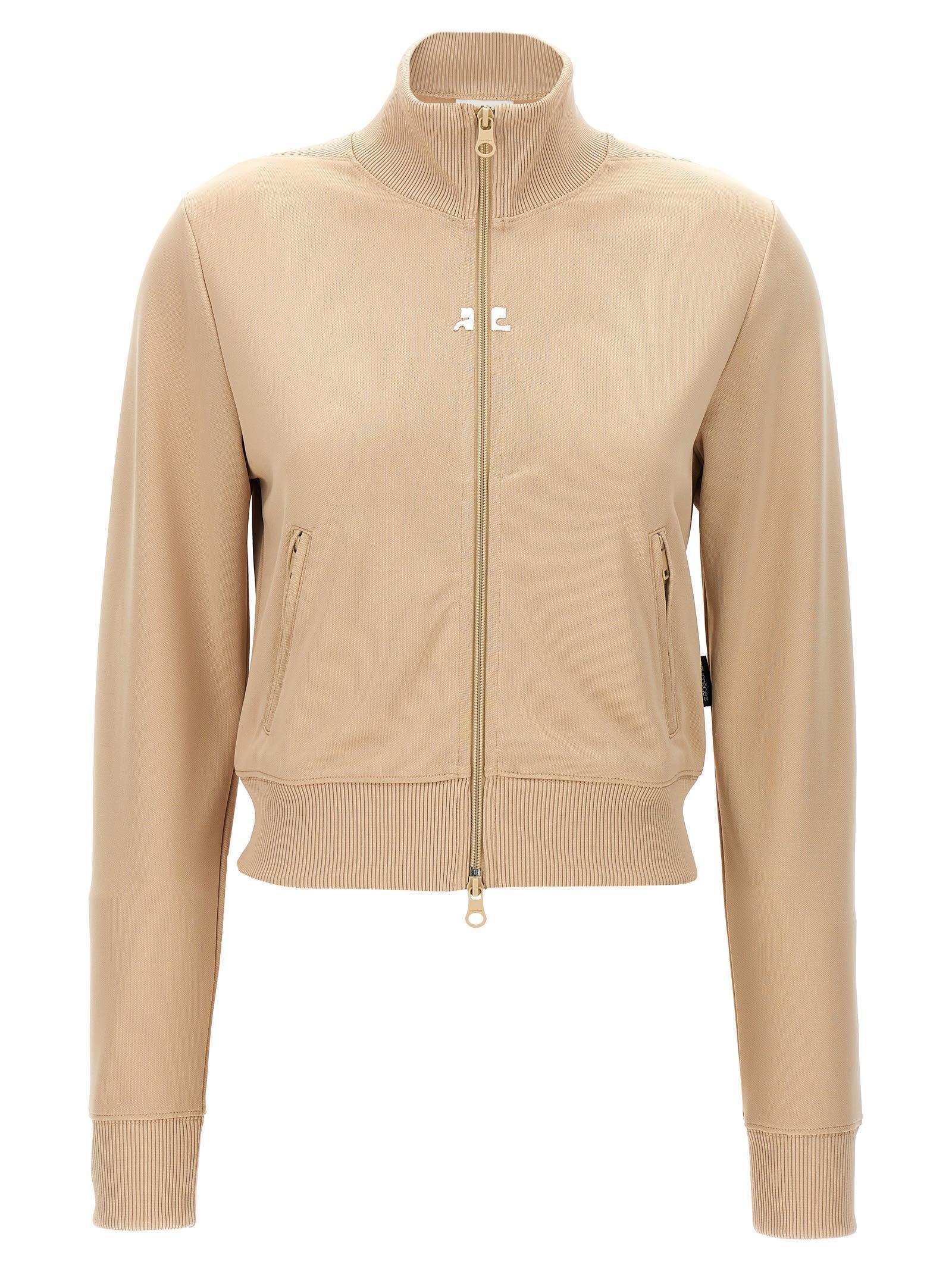 COURRÈGES Interlock Track Sweatshirt In Beige Product Image