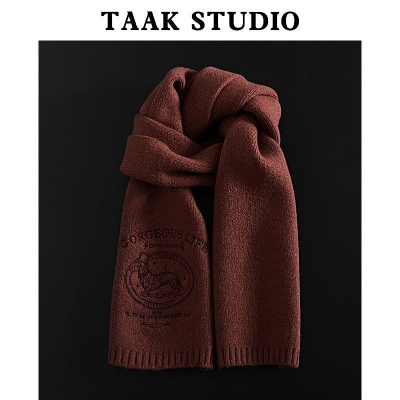 Dog Embroidered Knit Scarf Product Image