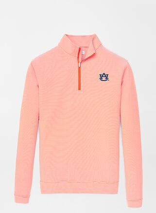 Peter Millar Mens Auburn Vault Perth Mini-Stripe Performance Pullover | Color: Orange / White | Size: XL Product Image